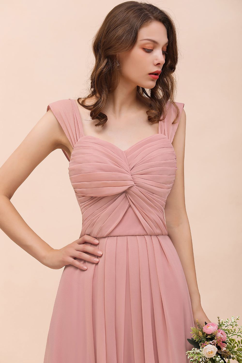 Vintage Mauve A-Line Chiffon Sweetheart Long Bridesmaid Dress Vintage Mauve A-Line Chiffon Sweetheart Long Bridesmaid Dress