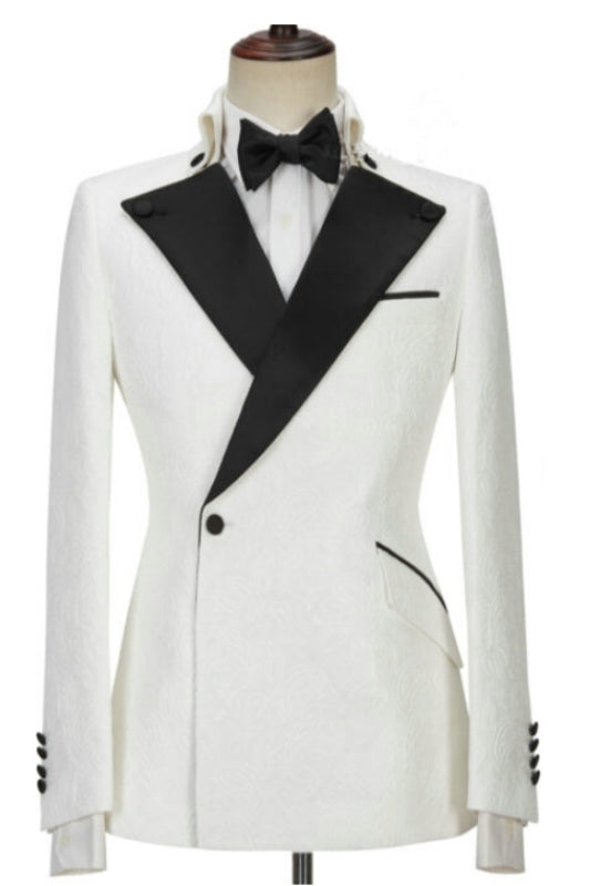 Zachary White Peaked Lapel Two Pieces Bespoke Prom Suits