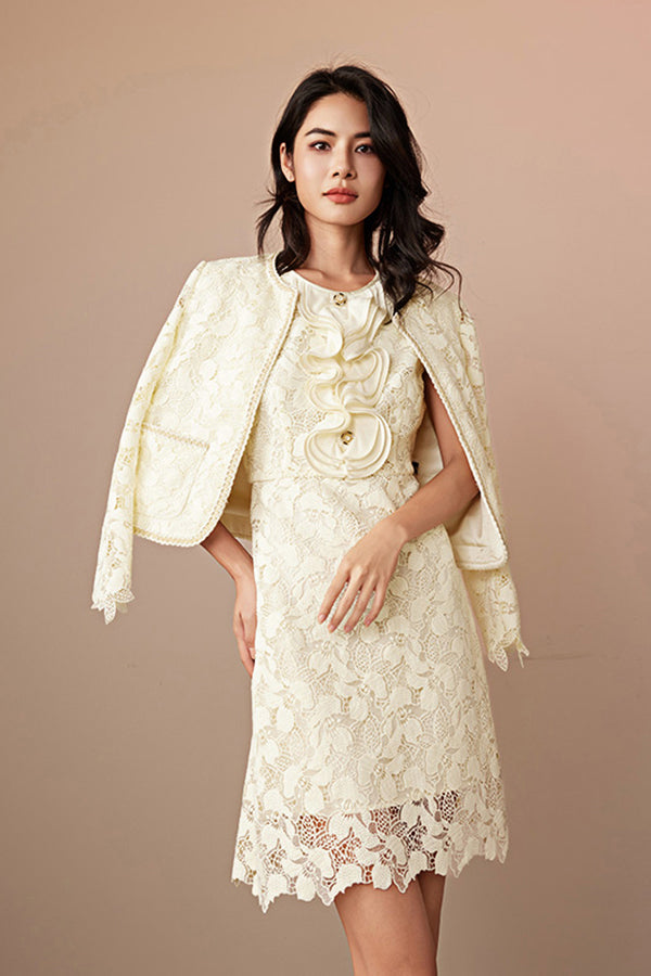 
                  
                    Biztunnel Yellow Elegant Sleeveless Short Lace Dresses
                  
                