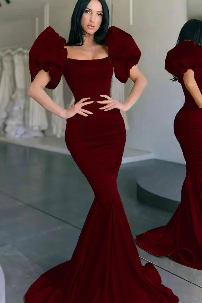 
                  
                    Yellow Square-Neck Bubble Sleeve Mermaid Long Prom Dress
                  
                