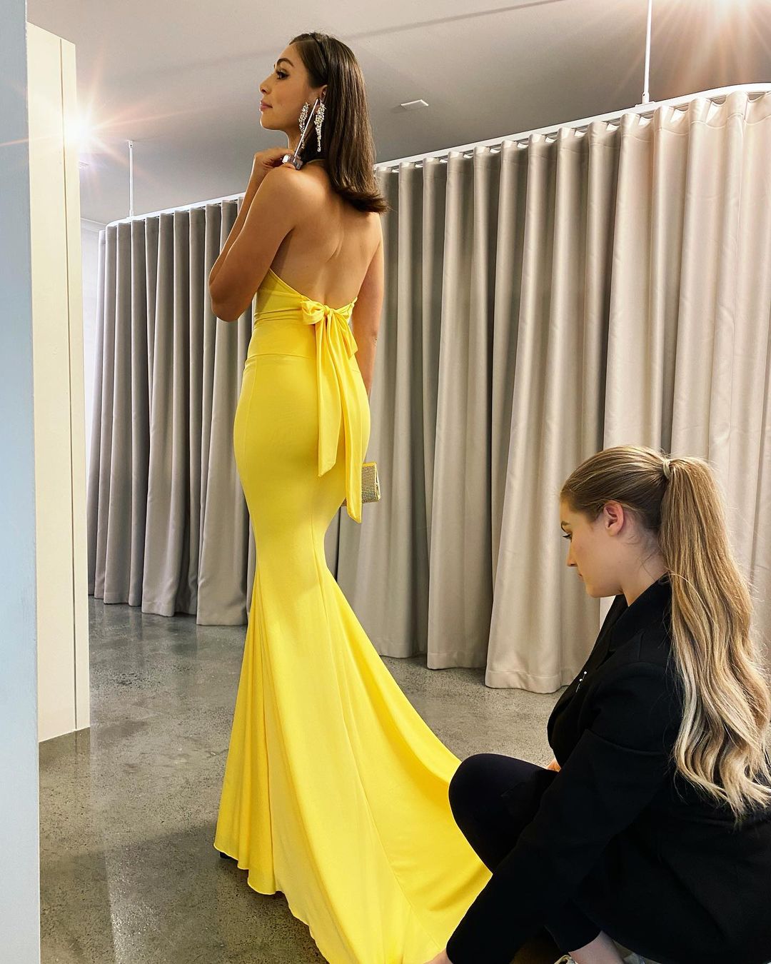 Backless Mermaid Evening Dress in Yellow