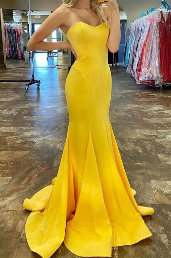 Long Prom Dress in Yellow Mermaid