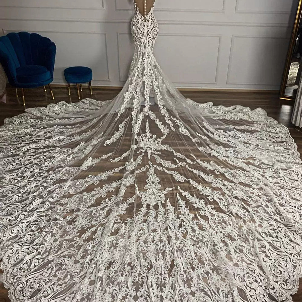 
                  
                    Cap Sleeves Lace Wedding Dress Mermaid Long On Sale - Biztunnel
                  
                