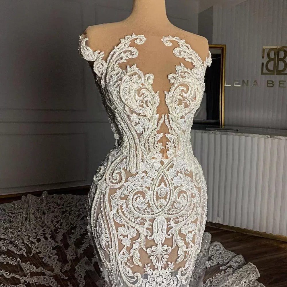 
                  
                    Cap Sleeves Lace Wedding Dress Mermaid Long On Sale - Biztunnel
                  
                